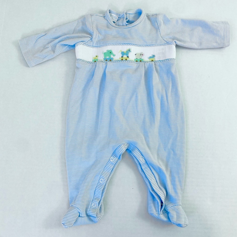 Boys EdgeHill collection Smocked blue onesie 9 months